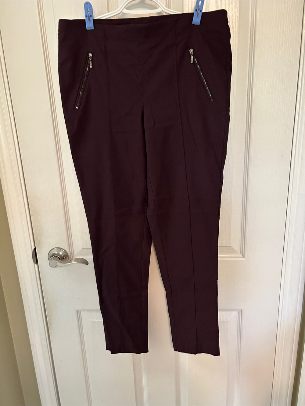 Michel Studio Deep Plum Pull-On Pants with Zip Pockets